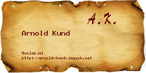 Arnold Kund névjegykártya